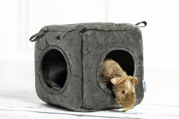 Cube house two entrances for rodents, chinchillas, rats, degus, guinea pigs