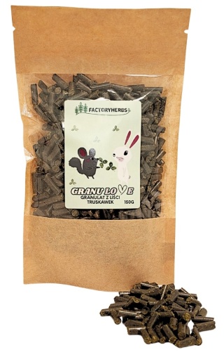 FactoryHerbs Granulat z liści truskawki 150g – zdrowa przekąska dla królików i gryzoni