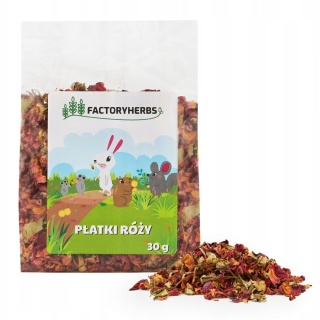 Factory Herbs Płatki róży suszone 30 g – naturalny przysmak dla królika i gryzoni