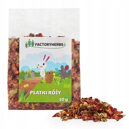 Factory Herbs Płatki róży suszone 30 g – naturalny przysmak dla królika i gryzoni