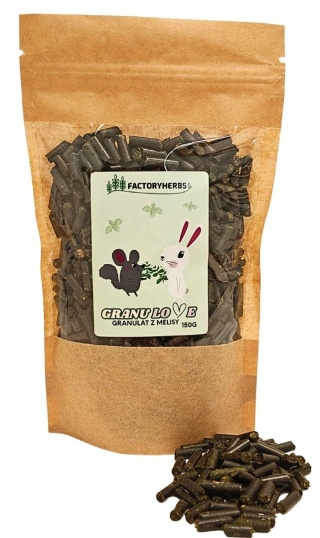 FactoryHerbs Granulat z ziela melisy 150g – naturalny przysmak uspokajający dla królików i gryzoni
