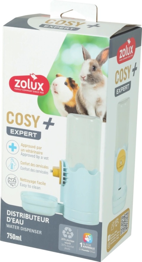 ZOLUX COSY Dystrybutor wody dla królika i kawii, 750 ml – niebieski
