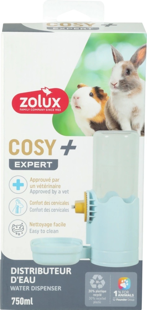 ZOLUX COSY Water Dispenser for Rabbits & Guinea Pigs, 480 ml – Blue
