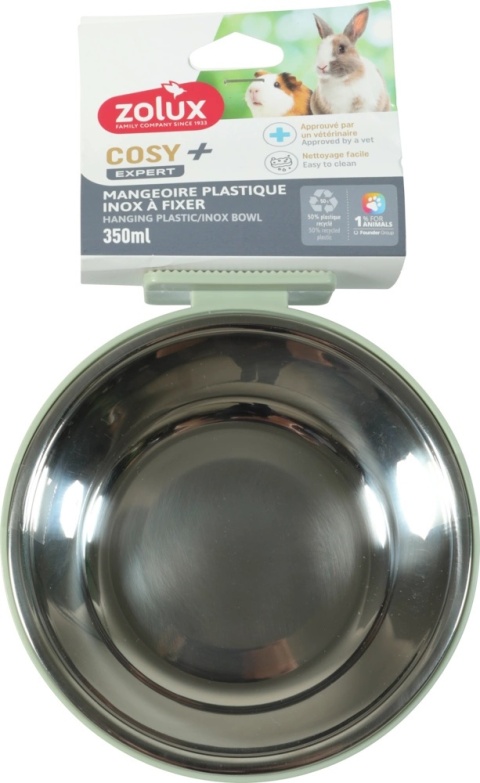 ZOLUX COSY miska dla królika i kawii, plastik/inox, 350 ml – zielona