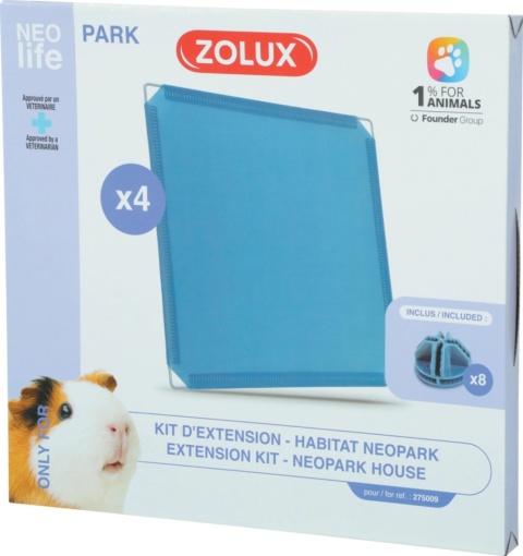 ZOLUX NEOLIFE – Zestaw 4 paneli pełnych do wybiegu Neopark dla kawii domowej (niebieski)