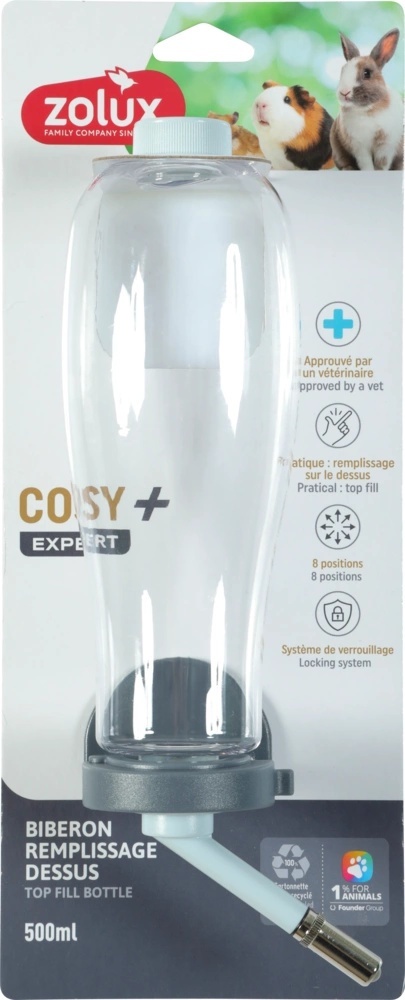 ZOLUX Poidełko dla gryzonia napełniane od góry COSY 500 ml niebieskie