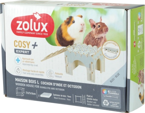 ZOLUX Domek drewniany COSY dla kawii domowej i myszoskoczka 21 × 21 × 16 cm