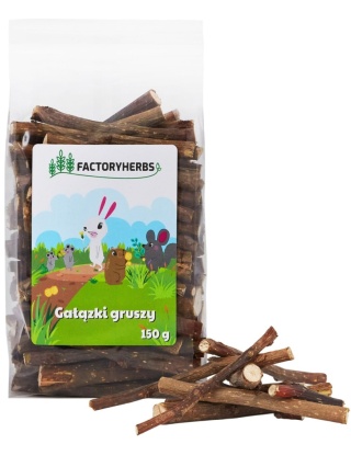 FactoryHerbs Gałązki gruszy 150g – naturalny gryzak dla królików i gryzoni