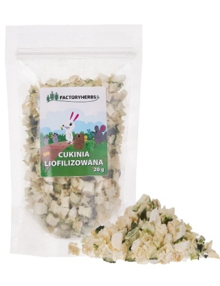 FactoryHerbs Cukinia liofilizowana 20g – lekka i zdrowa przekąska dla królików i gryzoni