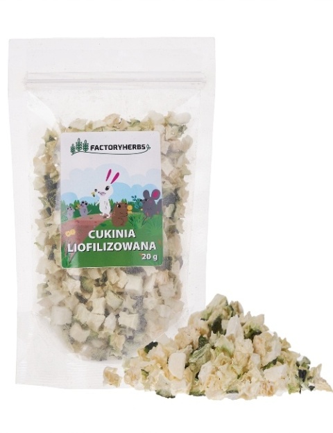 FactoryHerbs Cukinia liofilizowana 20g – lekka i zdrowa przekąska dla królików i gryzoni