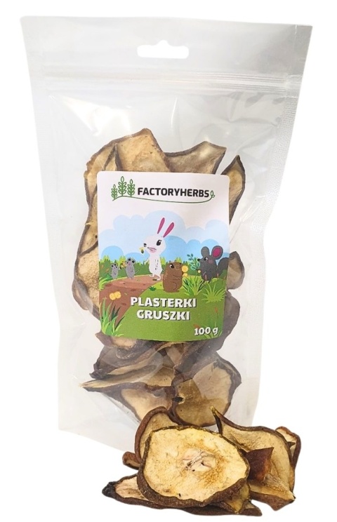 FACTORYHERBS Plasterki gruszki 100 g | naturalny przysmak dla królików i gryzoni