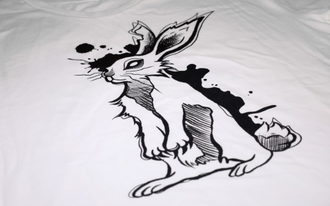 Królik koszulka damska XL Cropped z grubej bawełny organicznej T-shirt - koszulka z królikiem