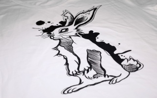 Królik koszulka damska L Cropped z grubej bawełny organicznej T-shirt - koszulka z królikiem