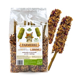Samfarm FARMERKI 4 szt. — bezzbożowe ziołowe kolby dla królików i gryzoni (ok. 140 g)