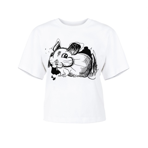 Szynszyla koszulka damska XL Cropped z grubej bawełny organicznej T-shirt - koszulka z szynszylą