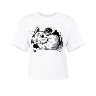 Szynszyla koszulka damska M Cropped z grubej bawełny organicznej T-shirt - koszulka z szynszylą