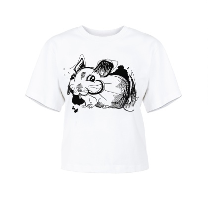 Szynszyla koszulka damska M Cropped z grubej bawełny organicznej T-shirt - koszulka z szynszylą