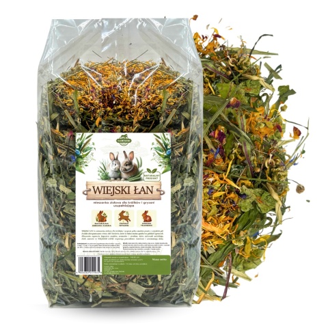 Samfarm Wiejski Łan 500 g – naturalna mieszanka ziół, traw i kwiatów dla królików i gryzoni