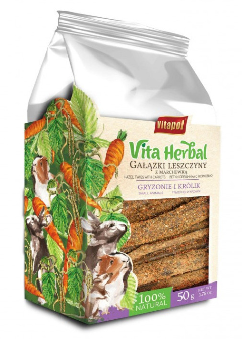 Vitapol Vita Herbal gryzaki leszczynowe z marchewką dla gryzoni i królików 50g
