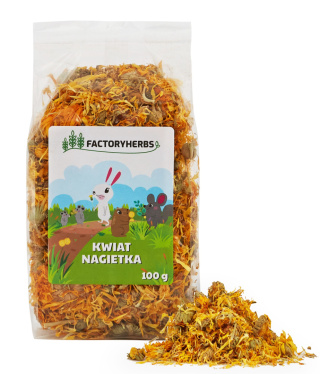 Factory Herbs kwiat nagietka 100g - kwiaty dla szynszyli, kwiaty dla królika