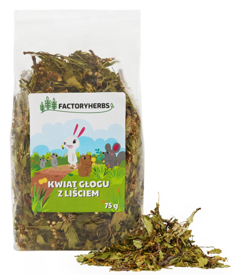 Factory Herbs kwiat głogu z liściem 75g - kwiaty dla szynszyli, kwiaty dla królika