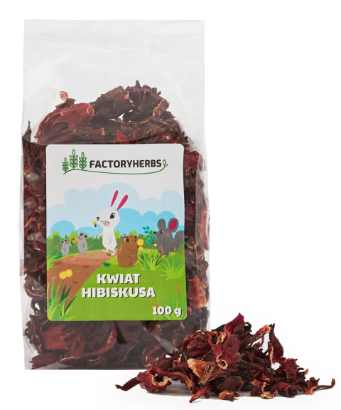 Factory Herbs kwiat hibiskusa 100g kwiaty hibiskusa dla gryzoni