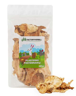 Factory Herbs plasterki pasternaku 130g - przekąska dla królika, świnki morskiej, szynszyli