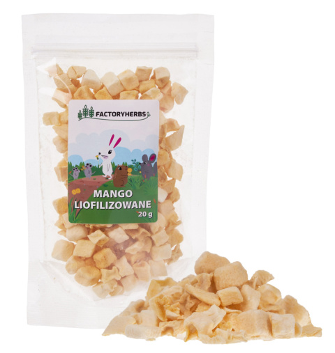 Factory Herbs Mango liofilizowane 20g - owoce dla królików, świnek morskich, szynszyli