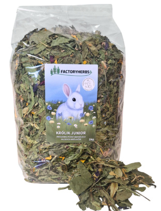 Factory Herbs KRÓLIK JUNIOR mieszanka podstawowa dla młodych królików 1kg - jedzenie dla królika, zioła dla królika