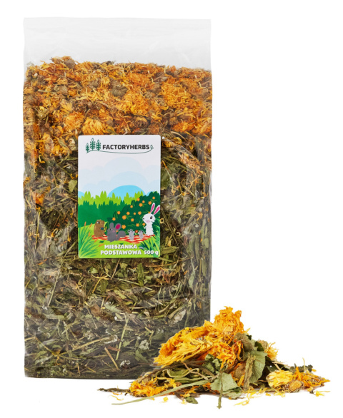 Factory Herbs Mieszanka podstawowa 500g - mix dla królików i gryzoni