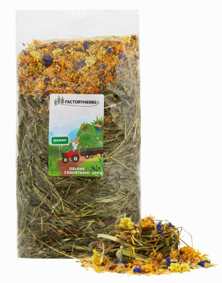 Factory Herbs sianko z kwiatami 500g - siano dla królika, siano dla świnki morskiej, siano dla szynszyli