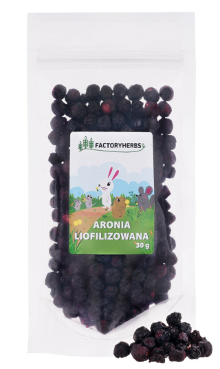 Factory Herbs Aronia Liofilizowana 30g - owoce dla królików, świnek morskich, szynszyli