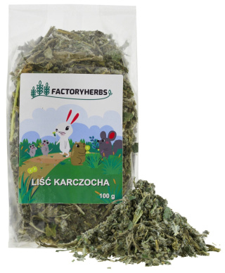 Factory Herbs liść karczocha 100g - zioła dla królików, szynszyli, świnek morskich